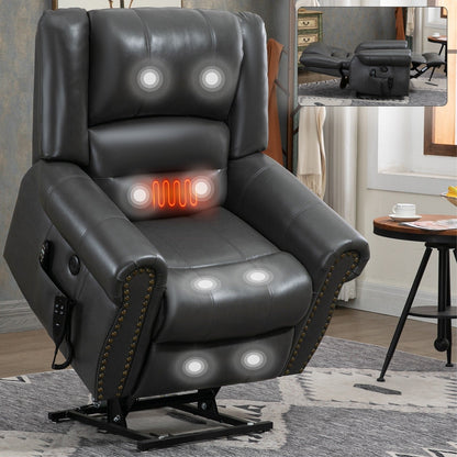 Fauteuil inclinable électrique à relevage électrique, massage thermique, double moteur, positions infinies, jusqu'à 350 lb, mécanisme de mouvement robuste avec ports USB