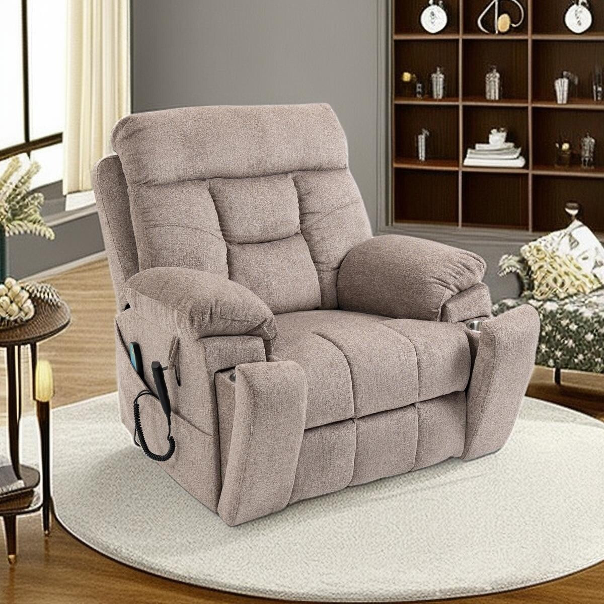 Fauteuil inclinable électrique avec relevage, massage et chauffage, fauteuil inclinable à double moteur, fauteuil inclinable électrique avec porte-gobelets et poche, 400 lb