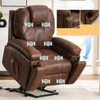 Fauteuil inclinable électrique rembourré, large et massant, mécanisme d'inclinaison robuste et sécurisé avec poches latérales