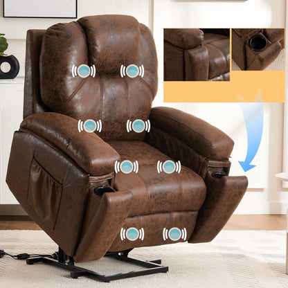 Fauteuil inclinable électrique rembourré, large et massant, mécanisme d'inclinaison robuste et sécurisé avec poches latérales
