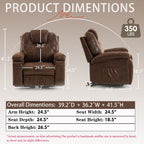 Fauteuil inclinable électrique rembourré, large et massant, mécanisme d'inclinaison robuste et sécurisé avec poches latérales
