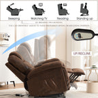 Fauteuil inclinable électrique rembourré, large et massant, mécanisme d'inclinaison robuste et sécurisé avec poches latérales