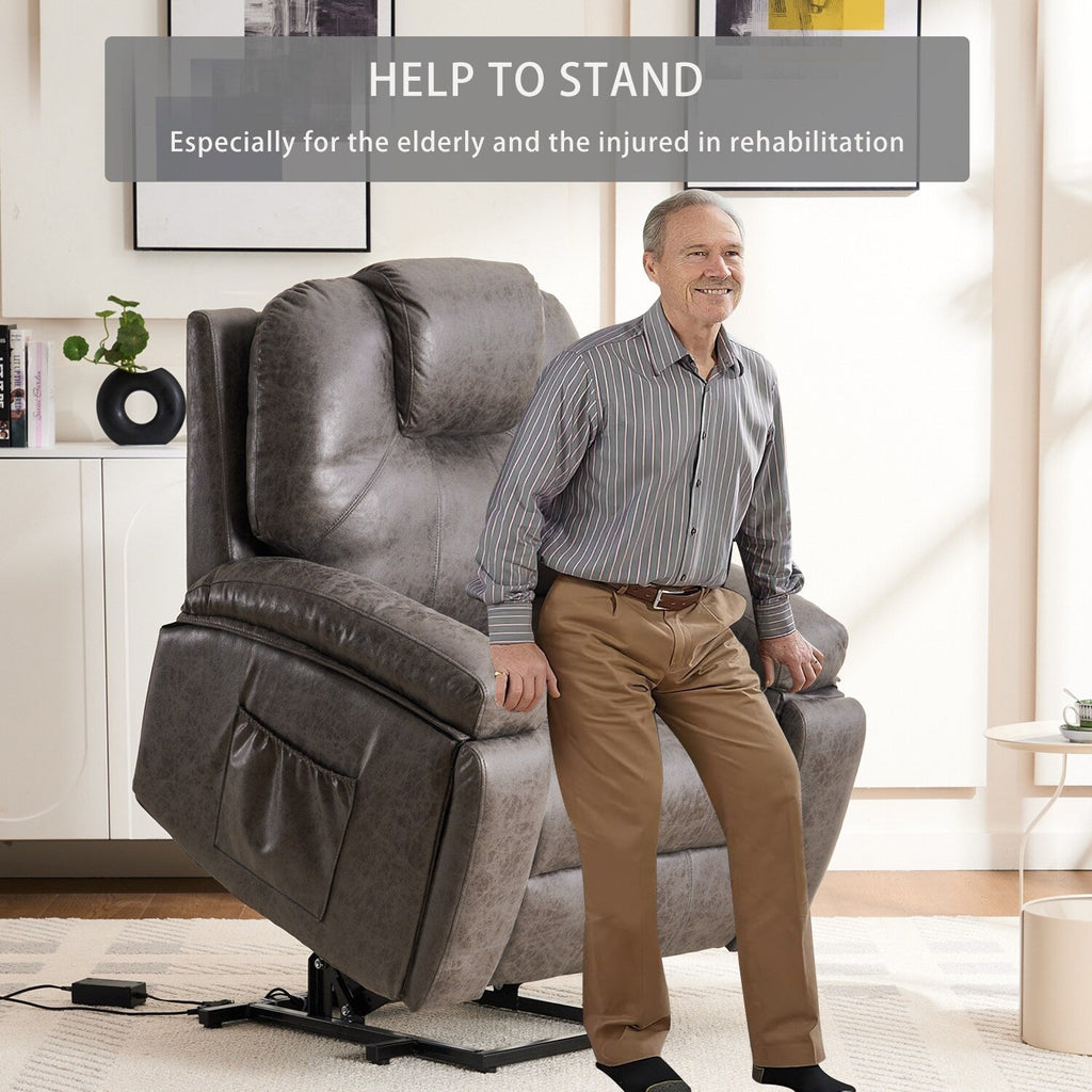 Fauteuil inclinable électrique rembourré, large et massant, mécanisme d'inclinaison robuste et sécurisé avec poches latérales