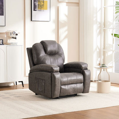 Fauteuil inclinable électrique rembourré, large et massant, mécanisme d'inclinaison robuste et sécurisé avec poches latérales