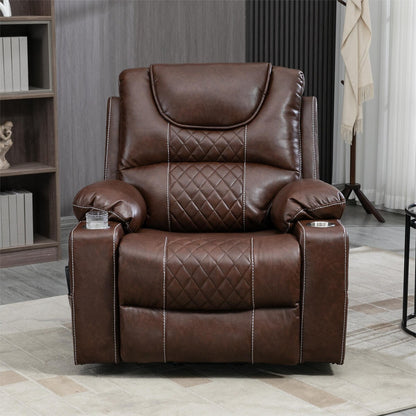 Fauteuil inclinable électrique en cuir PU avec massage et chauffage pour personnes âgées