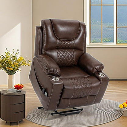 Fauteuil inclinable électrique en cuir PU avec massage et chauffage pour personnes âgées