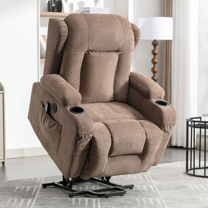 Fauteuil inclinable électrique pour personnes âgées avec chauffage pour salon, avec positions infinies, poche latérale et port de charge USB