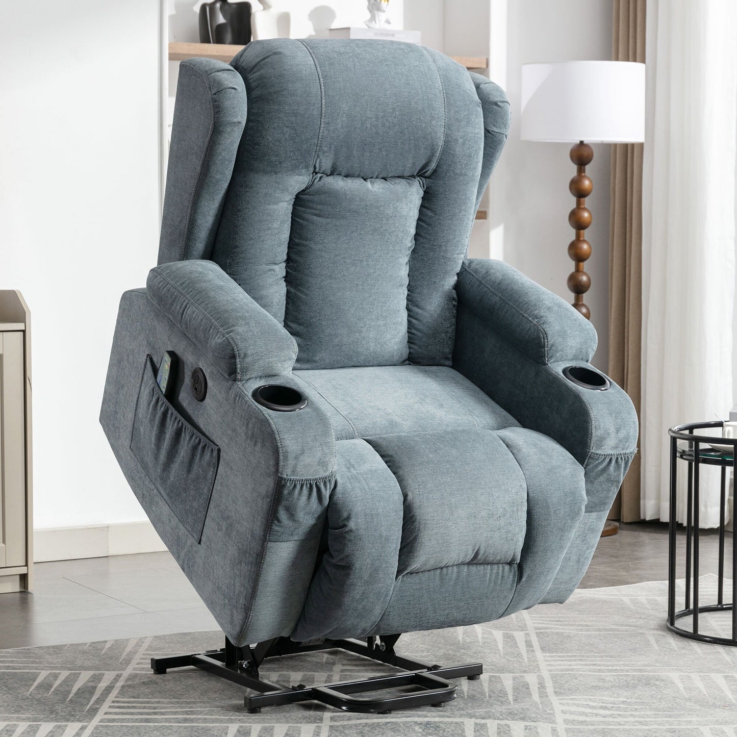 Fauteuil inclinable électrique pour personnes âgées avec chauffage pour salon, avec positions infinies, poche latérale et port de charge USB