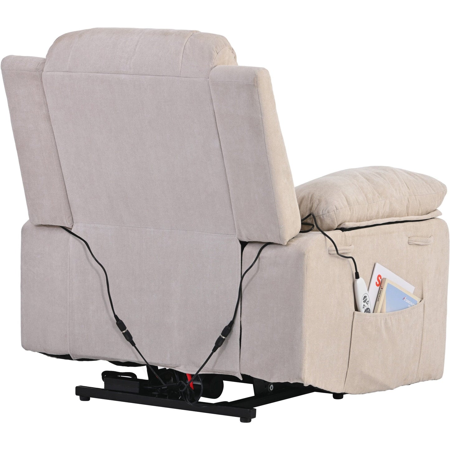 Fauteuil inclinable électrique pour personnes âgées, fonctions de massage et de chauffage réglables, inclinaison infinie, poche latérale