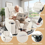 Fauteuil releveur électrique pour personnes âgées, fauteuil releveur en tissu avec repose-pieds allongé, 2 porte-gobelets, poches latérales et télécommande.