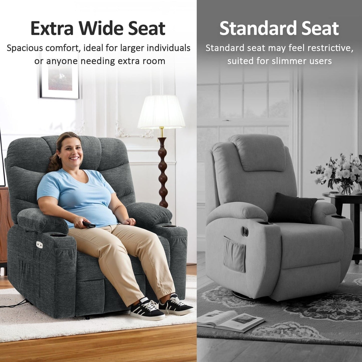 Fauteuil inclinable électrique pour personnes âgées, tissu