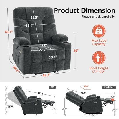 Fauteuil inclinable électrique pour personnes âgées, tissu