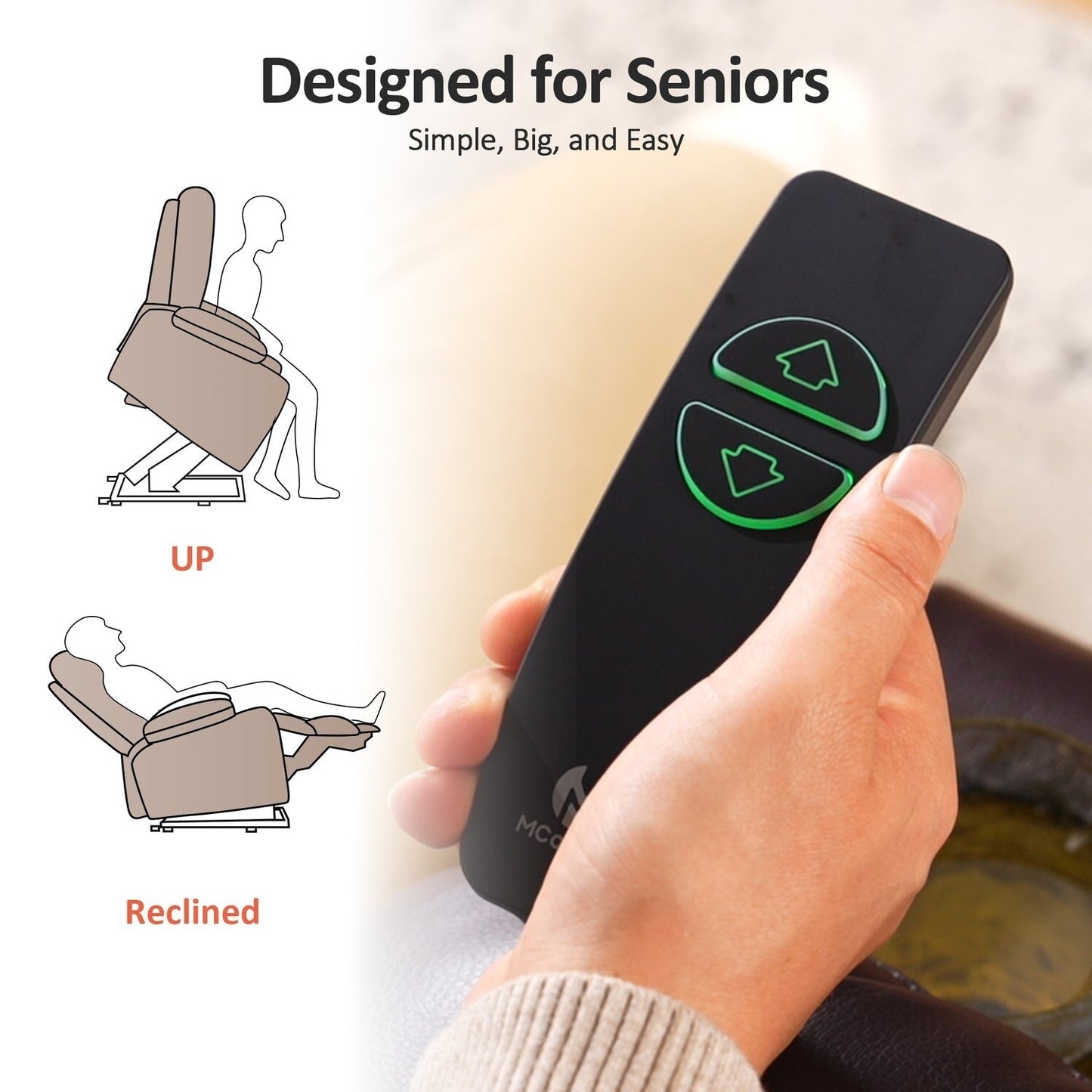 Fauteuil inclinable électrique pour personnes âgées, tissu