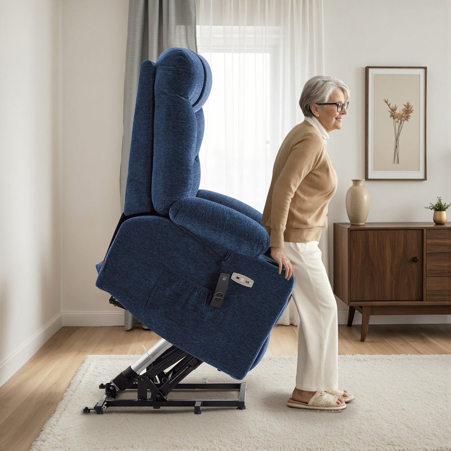 Fauteuil inclinable électrique pour personnes âgées, tissu