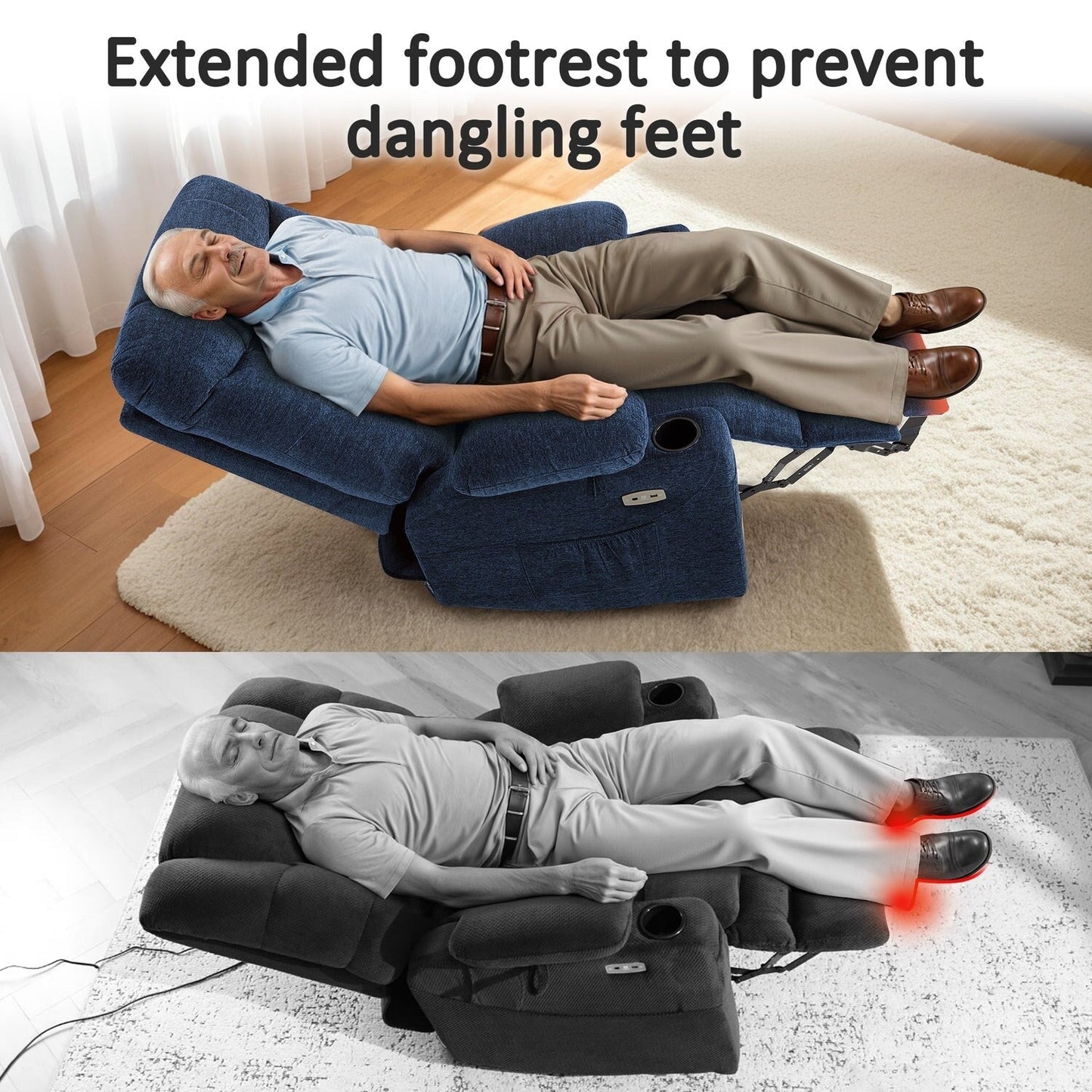 Fauteuil inclinable électrique pour personnes âgées, tissu
