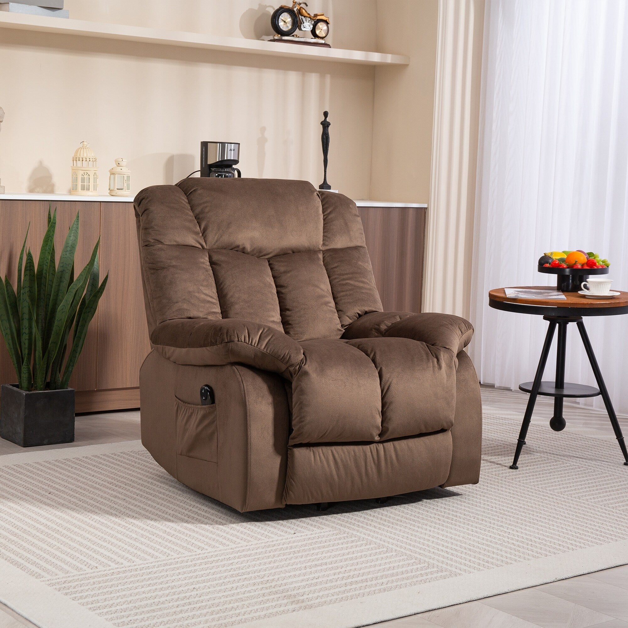 Fauteuil inclinable électrique pour personnes âgées : fauteuil inclinable robuste avec mécanisme de mouvement de sécurité et rembourrage confortable