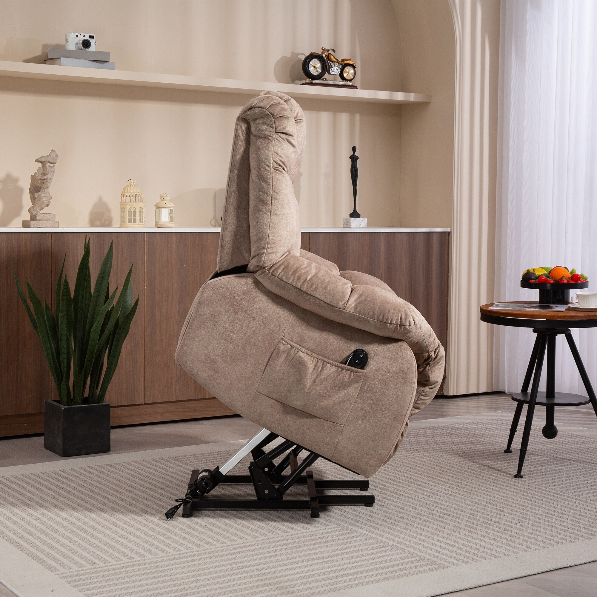 Fauteuil inclinable électrique pour personnes âgées : fauteuil inclinable robuste avec mécanisme de mouvement de sécurité et rembourrage confortable
