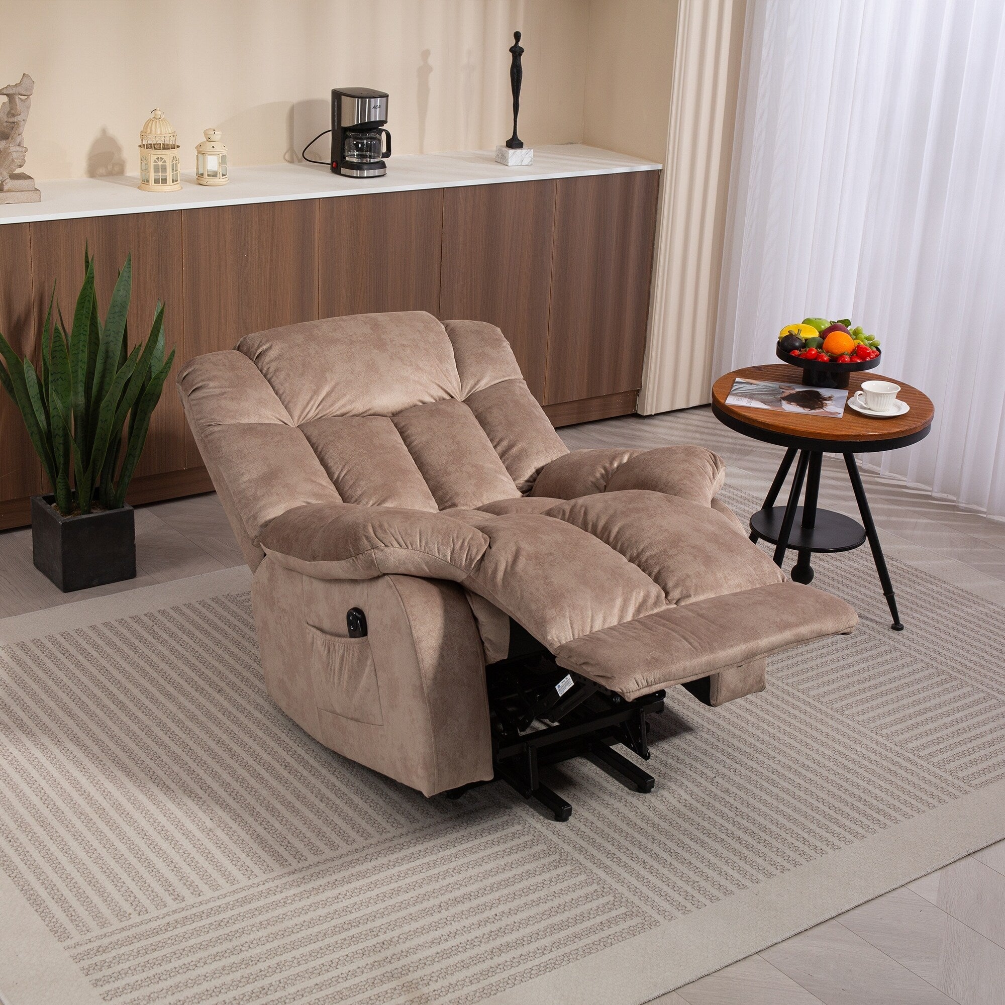 Fauteuil inclinable électrique pour personnes âgées : fauteuil inclinable robuste avec mécanisme de mouvement de sécurité et rembourrage confortable