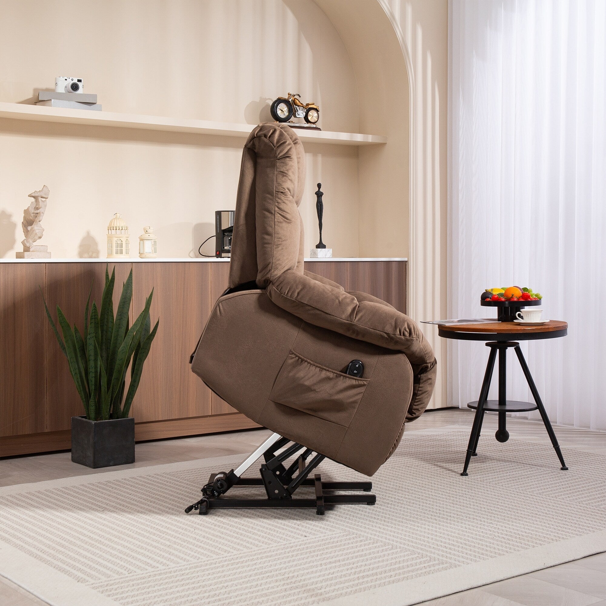 Fauteuil inclinable électrique pour personnes âgées : fauteuil inclinable robuste avec mécanisme de mouvement de sécurité et rembourrage confortable