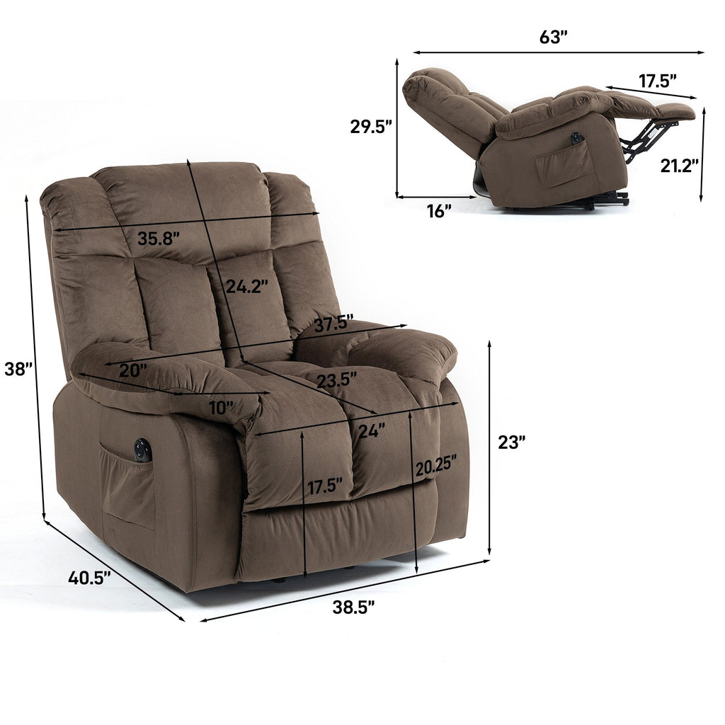Fauteuil inclinable électrique pour personnes âgées : fauteuil inclinable robuste avec mécanisme de mouvement de sécurité et rembourrage confortable