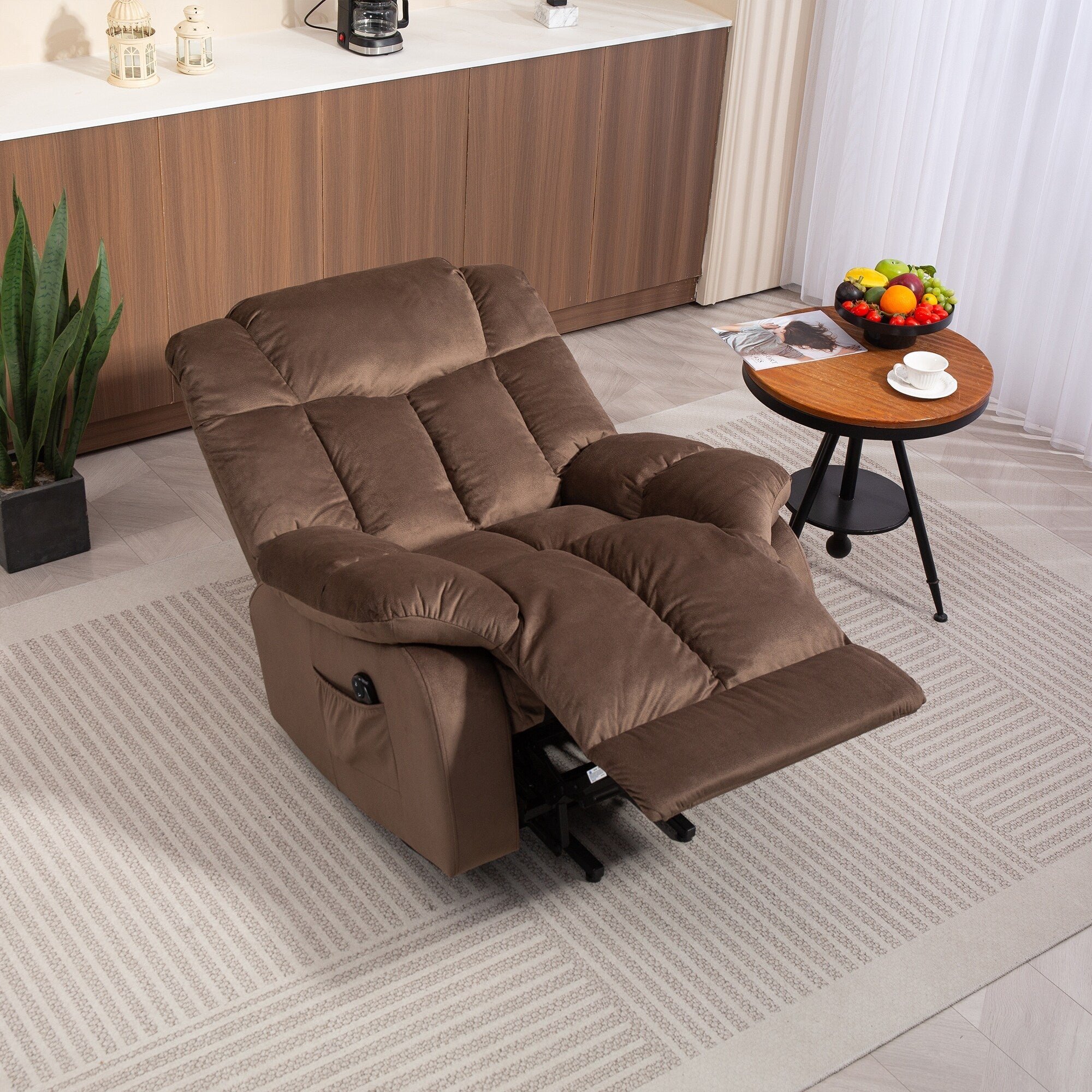 Fauteuil inclinable électrique pour personnes âgées : fauteuil inclinable robuste avec mécanisme de mouvement de sécurité et rembourrage confortable