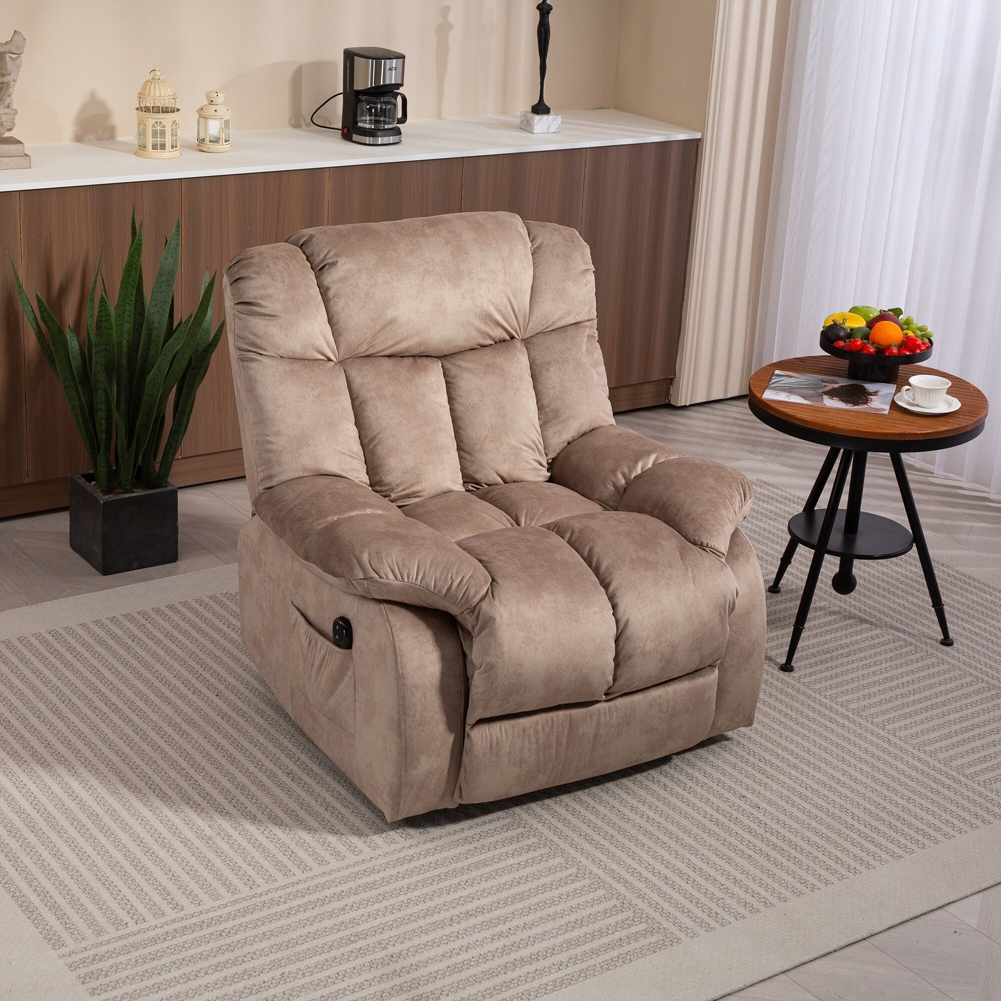 Fauteuil inclinable électrique pour personnes âgées : fauteuil inclinable robuste avec mécanisme de mouvement de sécurité et rembourrage confortable