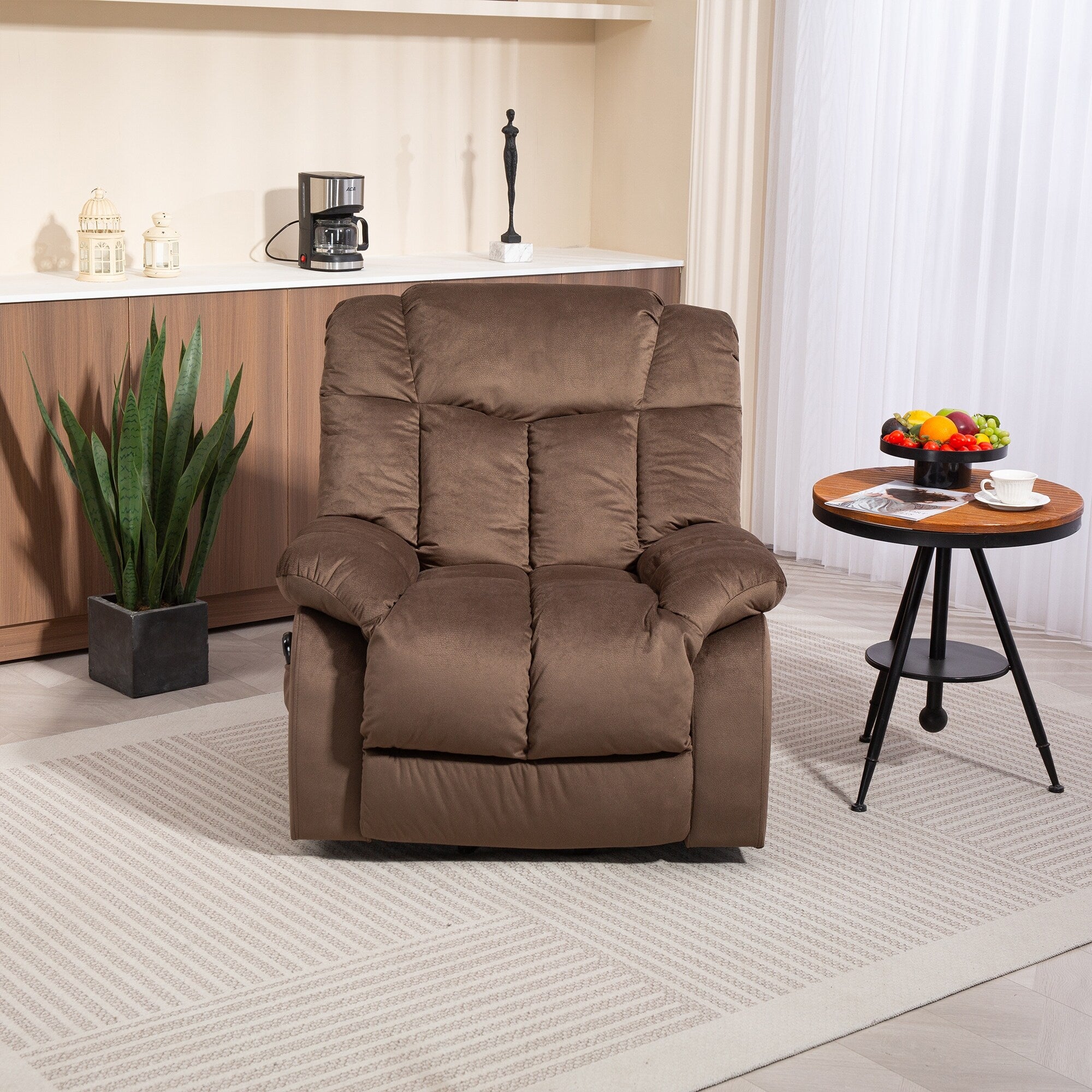 Fauteuil inclinable électrique pour personnes âgées : fauteuil inclinable robuste avec mécanisme de mouvement de sécurité et rembourrage confortable
