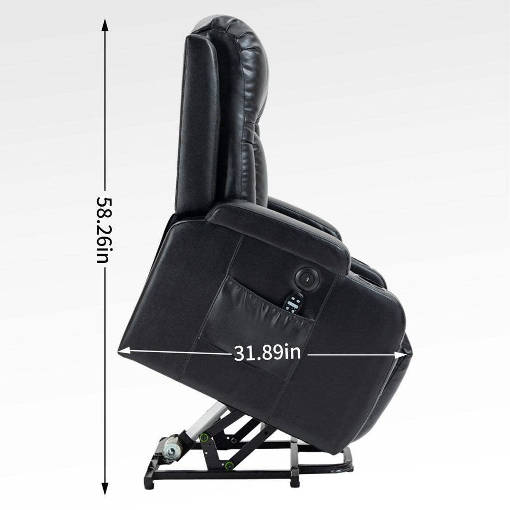 Fauteuil inclinable électrique avec massage en 8 points, chauffage lombaire, chargement USB, porte-gobelets et mécanisme robuste