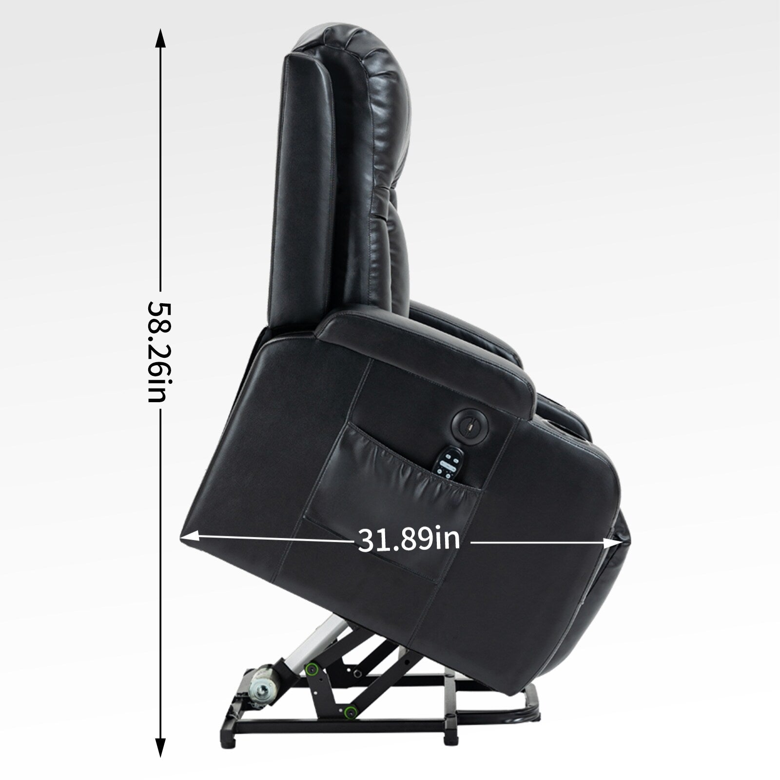 Fauteuil inclinable électrique avec massage en 8 points, chauffage lombaire, chargement USB, porte-gobelets et mécanisme robuste