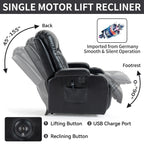 Fauteuil inclinable électrique avec massage en 8 points, chauffage lombaire, chargement USB, porte-gobelets et mécanisme robuste
