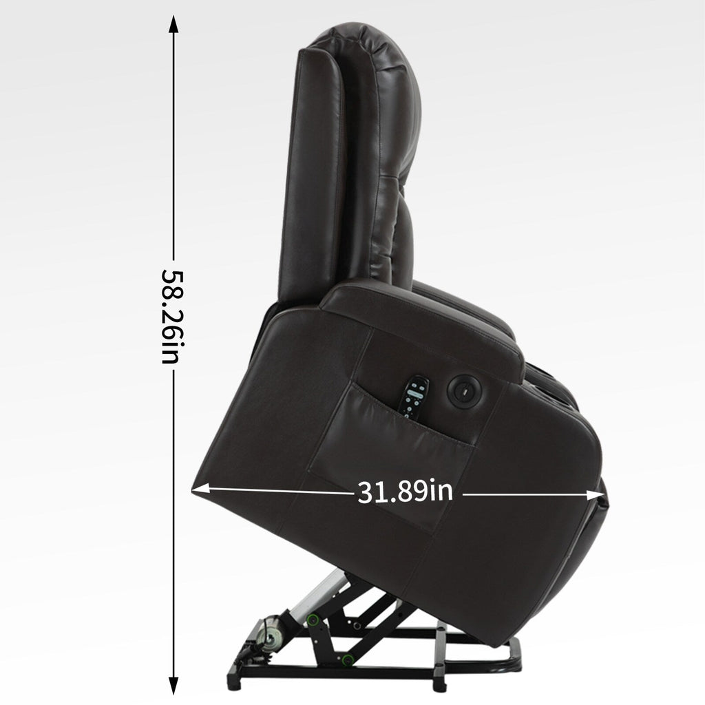 Fauteuil inclinable électrique avec massage en 8 points, chauffage lombaire, chargement USB, porte-gobelets et mécanisme robuste