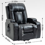 Fauteuil inclinable électrique avec massage en 8 points, chauffage lombaire, chargement USB, porte-gobelets et mécanisme robuste