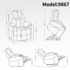 Fauteuil inclinable électrique avec massage par vibrations à 8 points, chauffage lombaire, deux ports USB et porte-gobelets en acier inoxydable