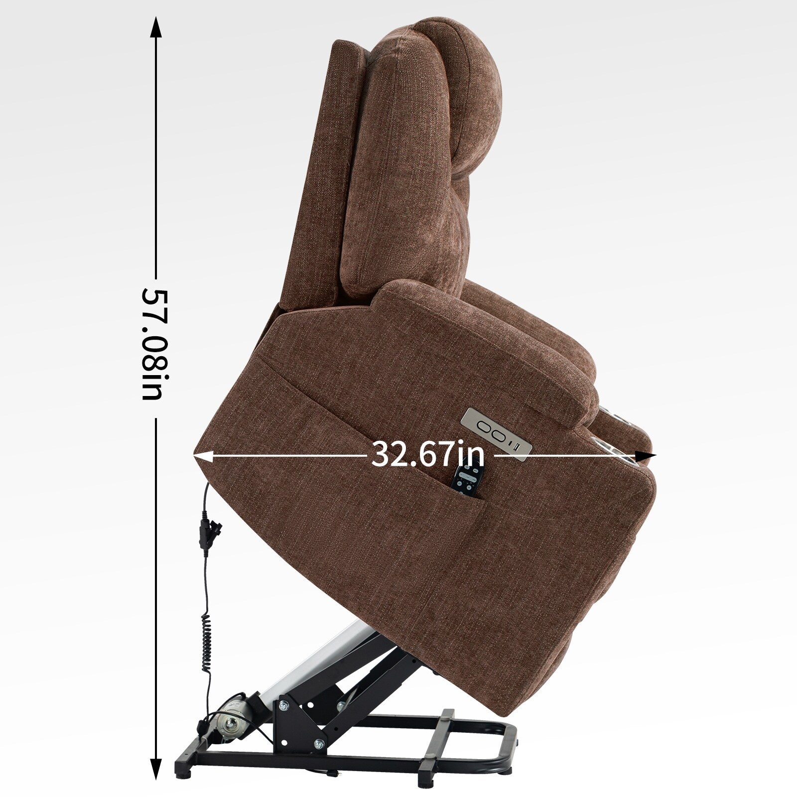 Fauteuil inclinable électrique avec massage par vibrations à 8 points, chauffage lombaire, deux ports USB et porte-gobelets en acier inoxydable