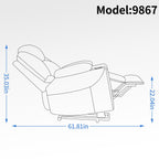 Fauteuil inclinable électrique avec massage par vibrations à 8 points, chauffage lombaire, deux ports USB et porte-gobelets en acier inoxydable