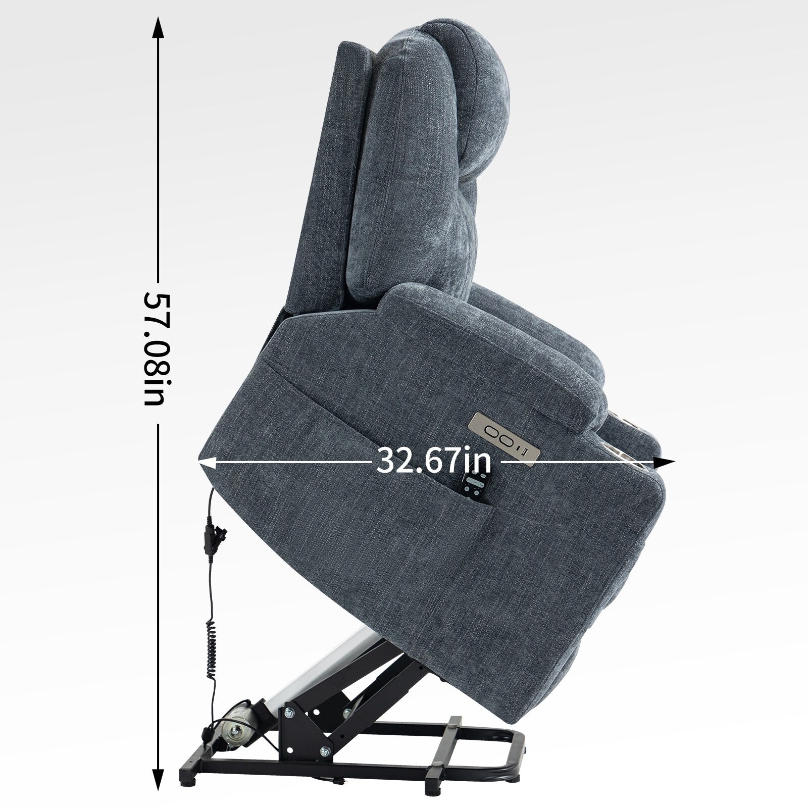 Fauteuil inclinable électrique avec massage par vibrations à 8 points, chauffage lombaire, deux ports USB et porte-gobelets en acier inoxydable
