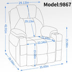 Fauteuil inclinable électrique avec massage par vibrations à 8 points, chauffage lombaire, deux ports USB et porte-gobelets en acier inoxydable