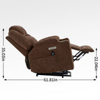 Fauteuil inclinable électrique avec massage par vibrations à 8 points, chauffage lombaire, deux ports USB et porte-gobelets en acier inoxydable