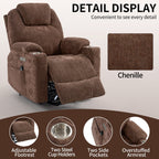 Fauteuil inclinable électrique avec massage par vibrations à 8 points, chauffage lombaire, deux ports USB et porte-gobelets en acier inoxydable