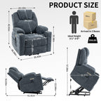 Fauteuil inclinable électrique avec massage par vibrations à 8 points, chauffage lombaire, deux ports USB et porte-gobelets en acier inoxydable
