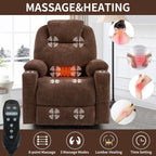 Fauteuil inclinable électrique avec massage par vibrations à 8 points, chauffage lombaire, deux ports USB et porte-gobelets en acier inoxydable