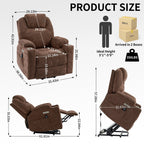 Fauteuil inclinable électrique avec massage par vibrations à 8 points, chauffage lombaire, deux ports USB et porte-gobelets en acier inoxydable