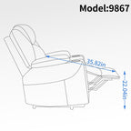 Fauteuil inclinable électrique avec massage par vibrations à 8 points, chauffage lombaire, deux ports USB et porte-gobelets en acier inoxydable