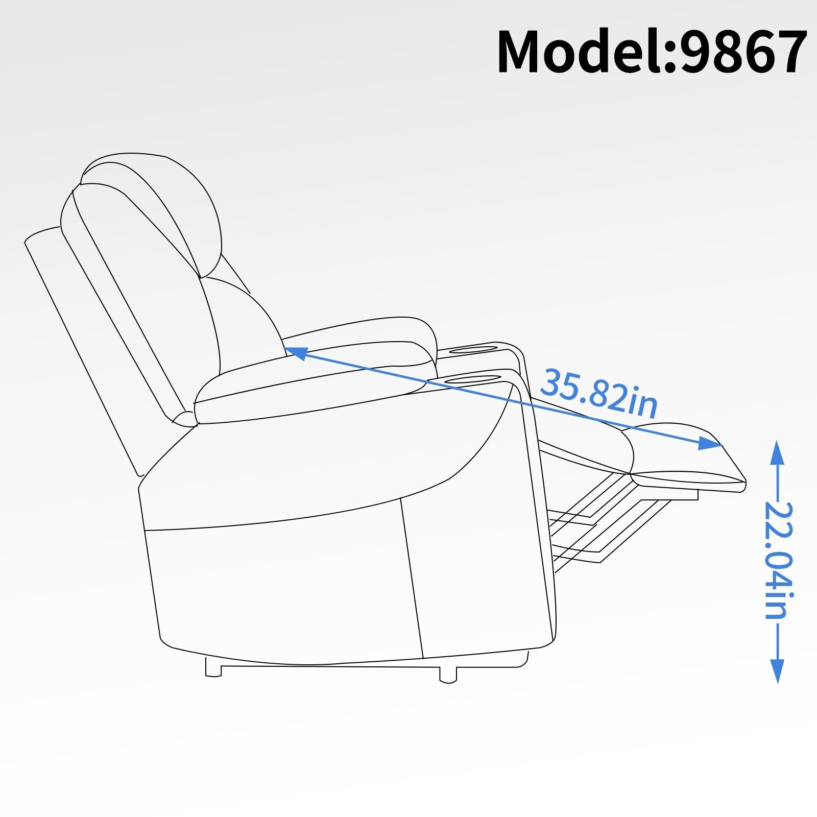 Fauteuil inclinable électrique avec massage par vibrations à 8 points, chauffage lombaire, deux ports USB et porte-gobelets en acier inoxydable