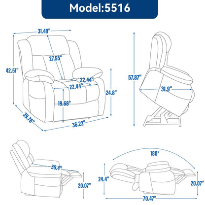Fauteuil inclinable électrique avec massage par vibrations à 8 points