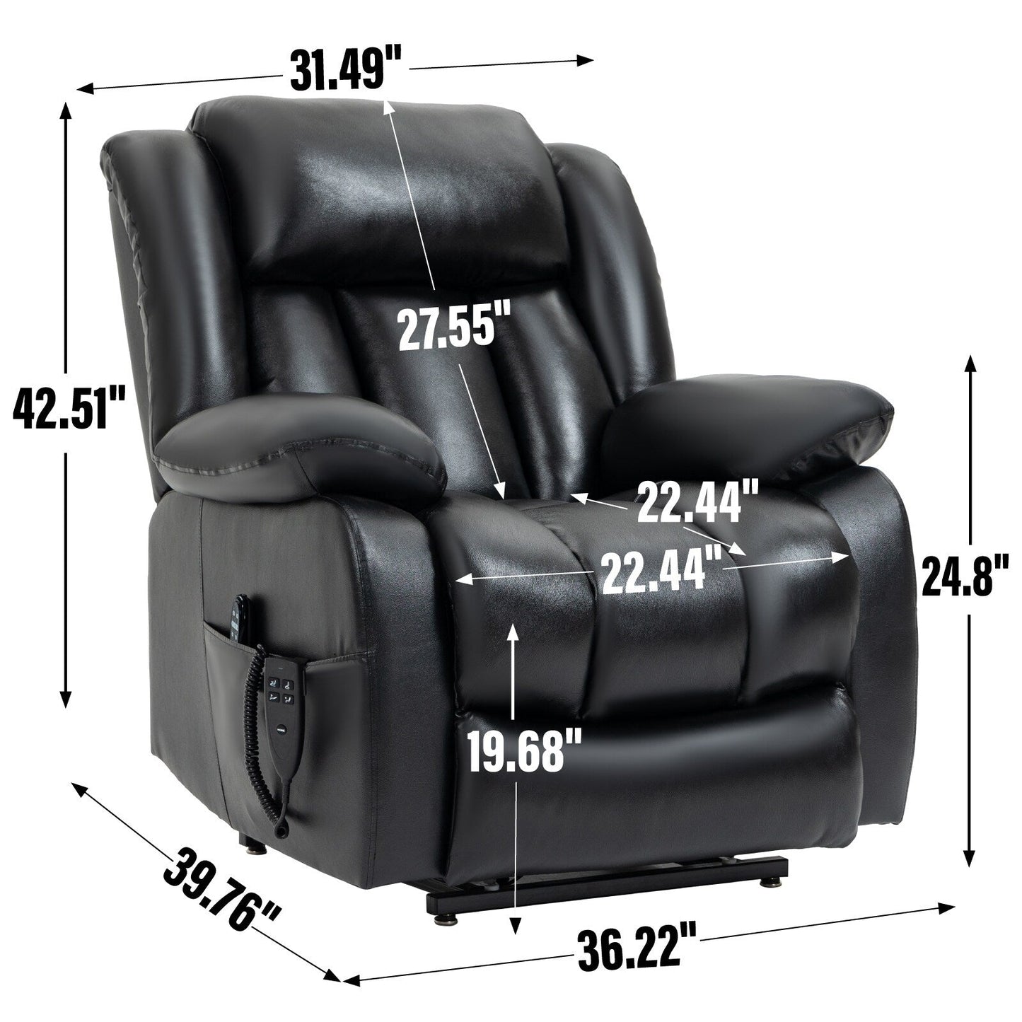 Fauteuil inclinable électrique avec massage par vibrations à 8 points