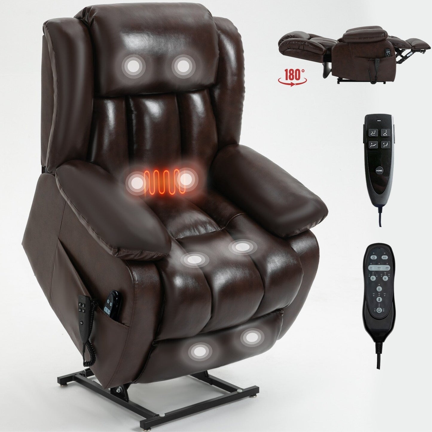 Fauteuil inclinable électrique avec massage par vibrations à 8 points