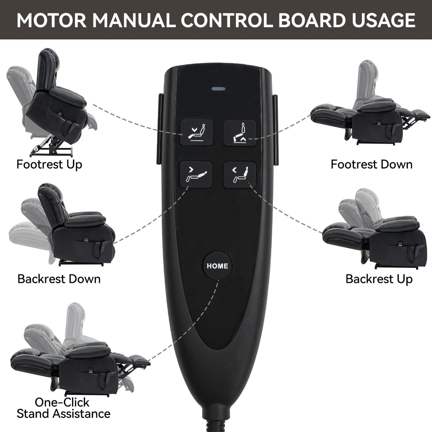 Fauteuil inclinable électrique avec massage par vibrations à 8 points