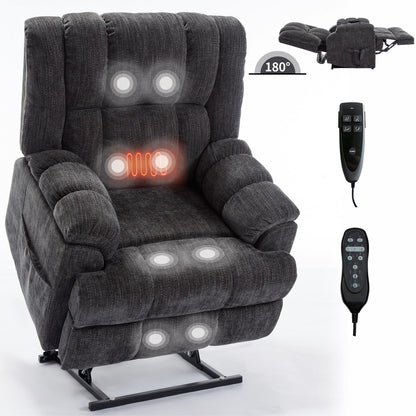 Fauteuil inclinable électrique avec double moteur, massage et chauffage (chenille)