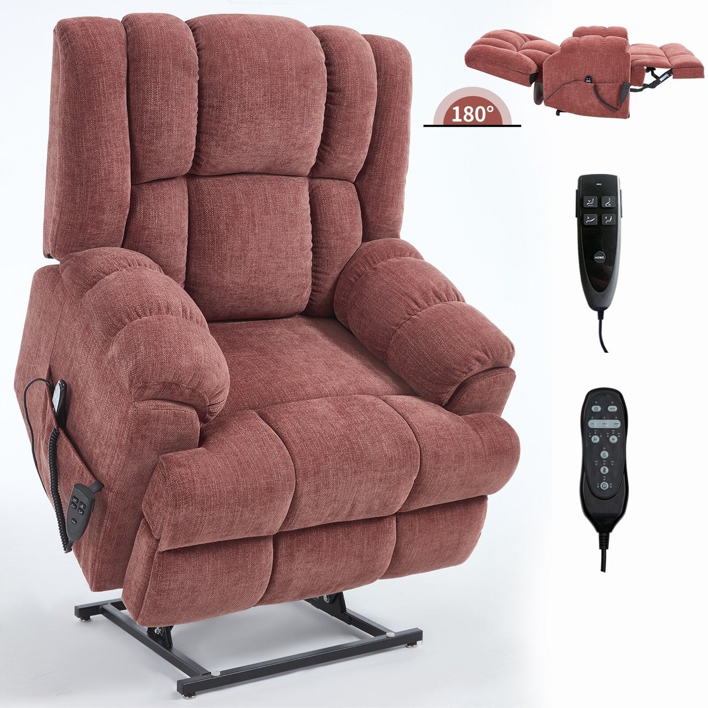 Fauteuil inclinable électrique avec double moteur, massage et chauffage (chenille)
